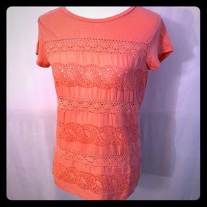 NWT Loft Eyelet Striped Tee